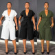 EVE Solid Color Short Sleeve Two Piece Short Set NY-11219