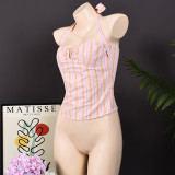 EVE Halterneck Solid Color Backless Tops GFRT-32412TBY