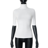 EVE Solid Color High Collar Tight Tops GSBW-Y25TP032