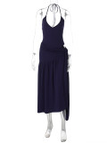 EVE Sexy Backless Bodysuit Tie Up Long Skirt 2 Piece Set BLG-S4817189A