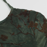 EVE Long Sleeve Print Tie Up Backless Maxi Dress GAXB-A646DS