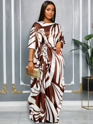 EVE Loose Printed Tie-Waist Long Robe Wide Leg Pants Suit GKEN-ATP051016