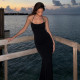 EVE Solid Color Halterneck Backless Maxi Dress GLAG-D5920317F