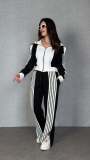 EVE Striped Velvet Patchwork Long-Sleeve Zipper Pants Set TE-4741