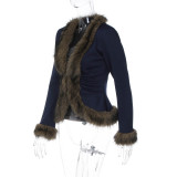 EVE Patchwork Furzzy Solid-Color Jacket GLAG-C5920283G