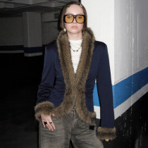 EVE Patchwork Furzzy Solid-Color Jacket GLAG-C5920283G