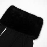 EVE Fur Off Shoulder Long Sleeve Jumpsuit GDSF-J25JP405