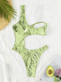 EVE Solid Color Single Shoulder One Piece Swimsuit CASF-6787