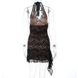 EVE Lace Backless Halterneck Mini Dress GLAG-D5819906F