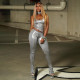 EVE Hot Stamp Ribbon+Sleeveless Tank Top+Skinny Pants Three Piece Set GDSF-D25ST497