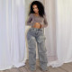 EVE Removable Button Straight Jeans GXHF-M81208
