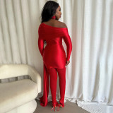 EVE Off Shoulder Lapel Long Sleeve Ribbon Mini Dress GSBD-D25DS481