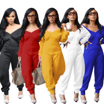 EVE V Neck Long Sleeve Sport Jumpsuit GXHF-80807