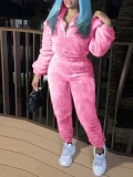 EVE Long Sleeve Solid Color Plush Two Piece Pants Set GXHF-81108