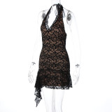 EVE Lace Backless Halterneck Mini Dress GLAG-D5819906F