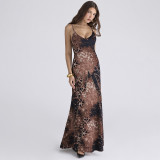EVE Leopard Print Tie Up Maxi Dress GLAG-D5920284G
