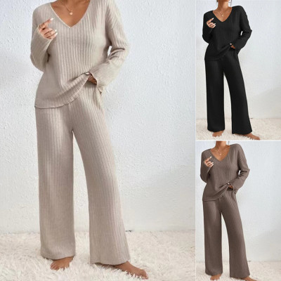 EVE Casual Long Sleeve V-neck And Pants Suit GYOU-CX4818