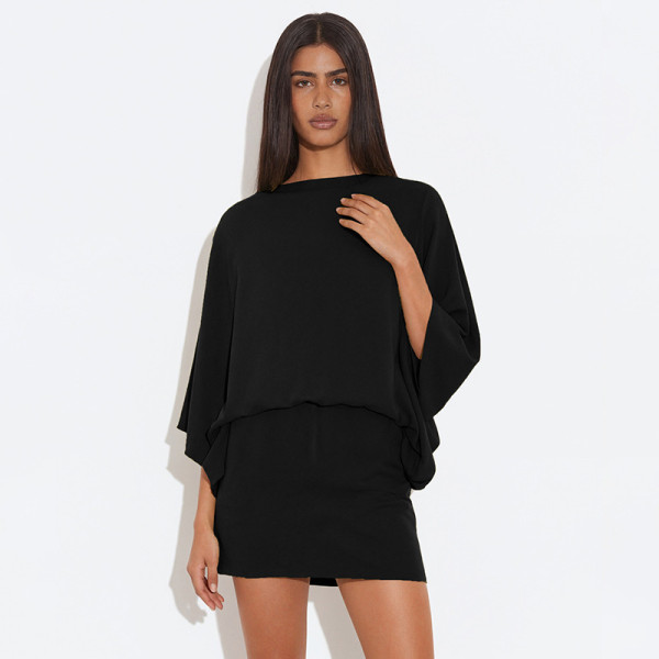 EVE Solid Color Loose Backless Mini Dress GDSF-J25DS413