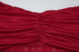 EVE Off Shoulder Lace Patchwork Ruched Mini Dress GLAG-D5A20451F
