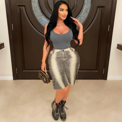 EVE Printed Python Pattern Seven-Tenths Pants GXHF-M80803