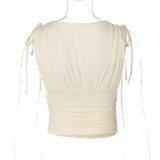 EVE Deep V Neck Ruched Tie Up Tops GLAG-T5A20383F