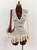 EVE Hollow Out Lace V Neck Mini Dress GXIY-K25L964