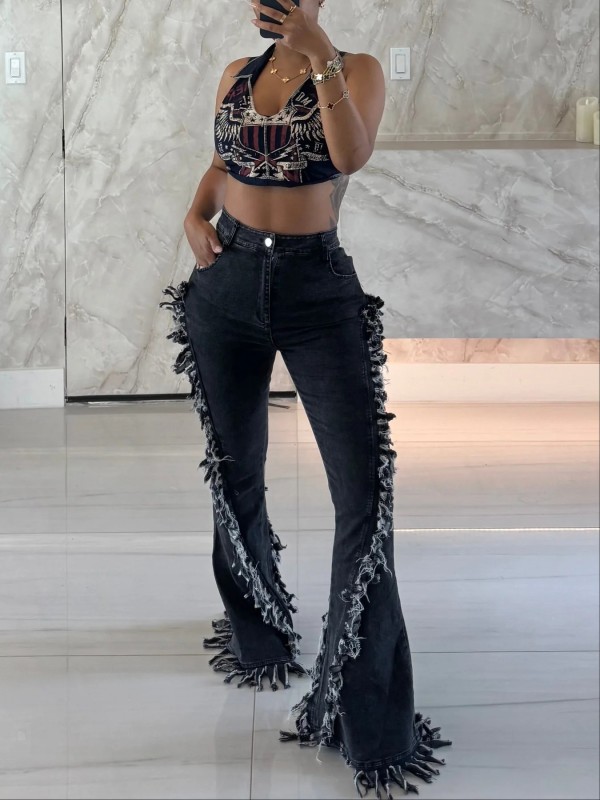 EVE Fashion Tassel Flare Jeans GXHF-M80923
