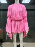 EVE Ruched Long Sleeves Loose Bud Romper GXHF-M80626