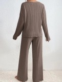 EVE Casual Long Sleeve V-neck And Pants Suit GYOU-CX4818