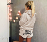 EVE Plus Size Cat Embroidered Plush Long-Sleeve Two-Piece Pajama Set GXHF-Y88560