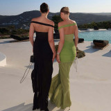 EVE Patchwork Mesh One Shoulder Split Maxi Dress GLAG-D5A20336F