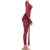 EVE Lace See Through Backless Bodysuit Two Piece Pants Set GZJQ-K25S86050