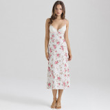 EVE Floral Print Sexy V-Neck Long Dress GLAG-D5920329G