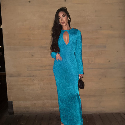 EVE Long Sleeve Hollow Out Maxi Dress GZJQ-K25D85474