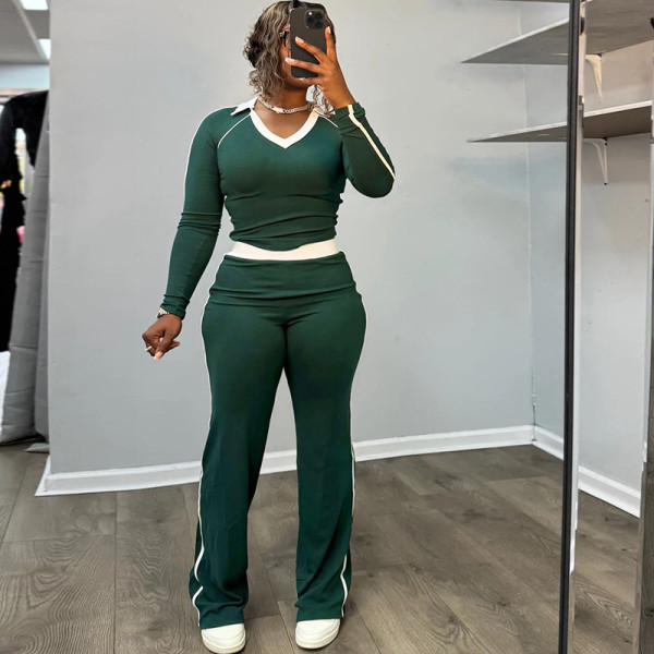 EVE Sport Casual Color Block Two Piece Pants Set GZJQ-K25S86420