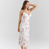 EVE Floral Print Sexy V-Neck Long Dress GLAG-D5920329G