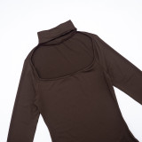 EVE Solid Color Square Neck Tops GSZM-D25TP489