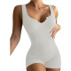 EVE Solid Color Casual Ribbed Slim Rompers GYOU-CX20408