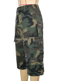 EVE Camouflage Print Holes Wide Leg Fifth Pants SH-391450