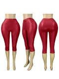 EVE Fashion Solid Color Leather Shorts&Seven-Tenths Pants CH-25065
