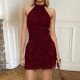 EVE Sleeveless Backless Halterneck Mini Dress GWEN-JWKD46330