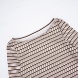 EVE Stripe Print Long Sleeve Two Piece Shorts Set GSZM-C25ST350