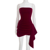 EVE Solid Color Velour Tube Top Dress GSZM-D25DS505