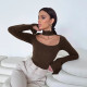 EVE Solid Color Square Neck Tops GSZM-D25TP489