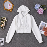 EVE Solid Color Zipper Hooded Sweatshirt Coats GNZD-32694TBY