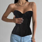 EVE Solid Color Wrap Chest Bandage Tops GNZD-Q01451J