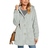EVE Plush Hooded Button Pocket Casual Coats GYOU-CX826