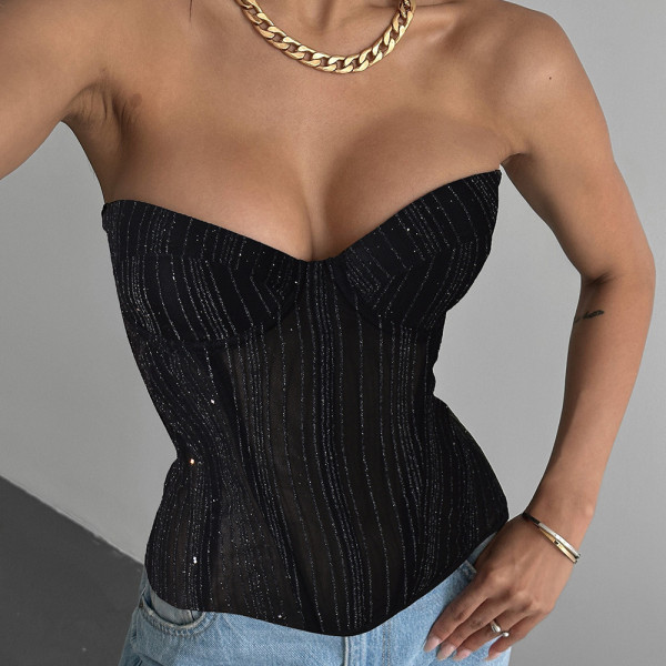 EVE Solid Color Wrap Chest Bandage Tops GNZD-Q01451J
