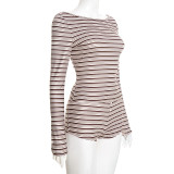EVE Stripe Print Long Sleeve Two Piece Shorts Set GSZM-C25ST350