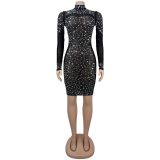 EVE Hot Drill Mesh See Through Mini Dress BY-7591